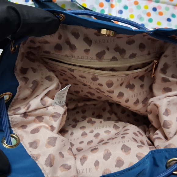 Stylish Blue Shoulder Bag with Gold Accents Crossbody - Picture 4 of 14